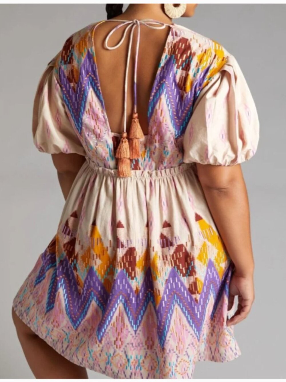 Anthropologie Not So Serious Abstract Embroidered Mini Dress 2X - Picture 2 of 13